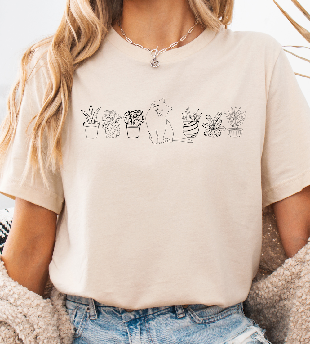 Cute Cats & Plants Tee