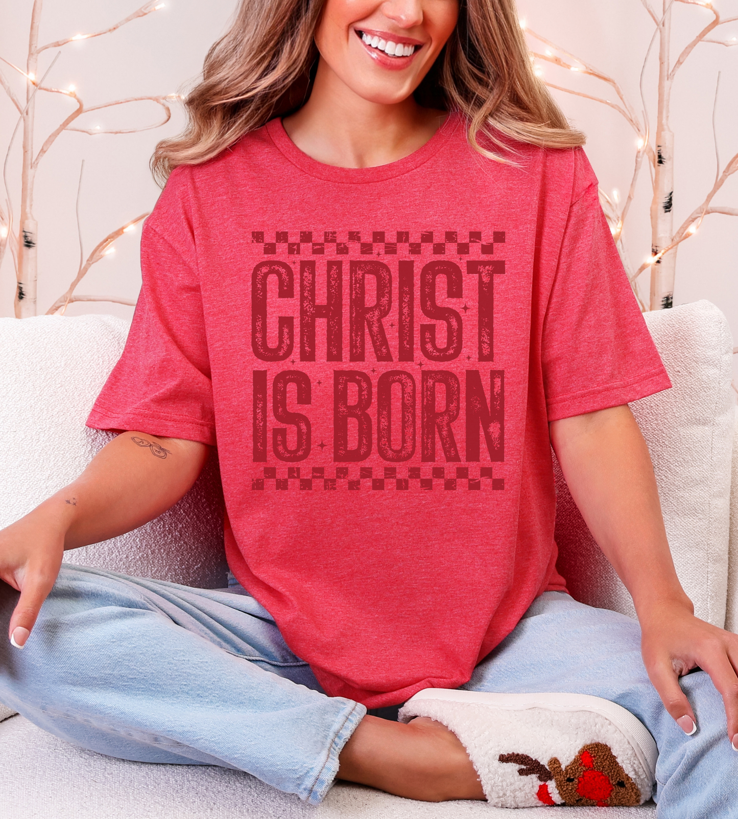 Christ is Born Distressed Unisex T-Shirt