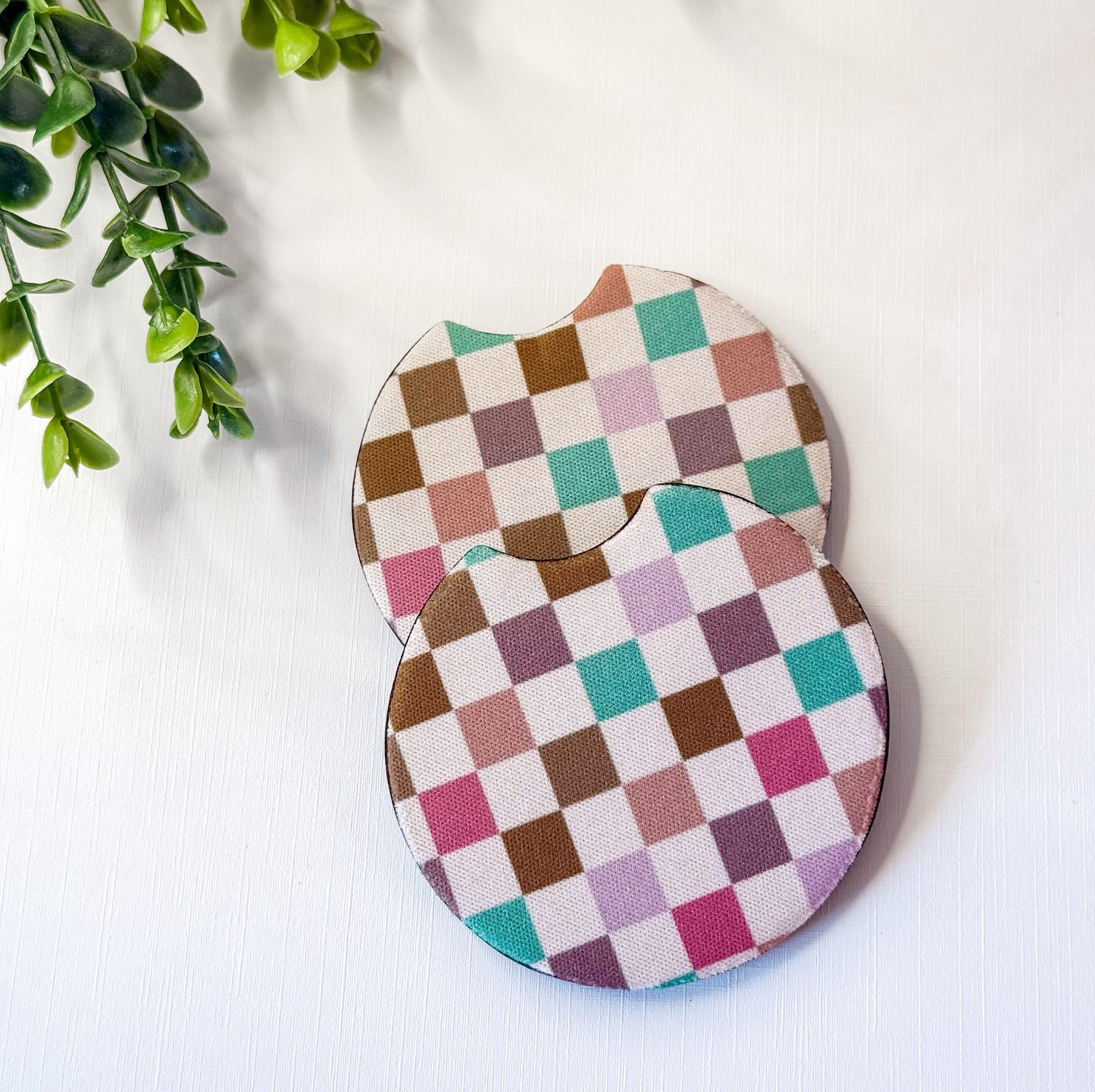 Boho Checkers Car Coaster