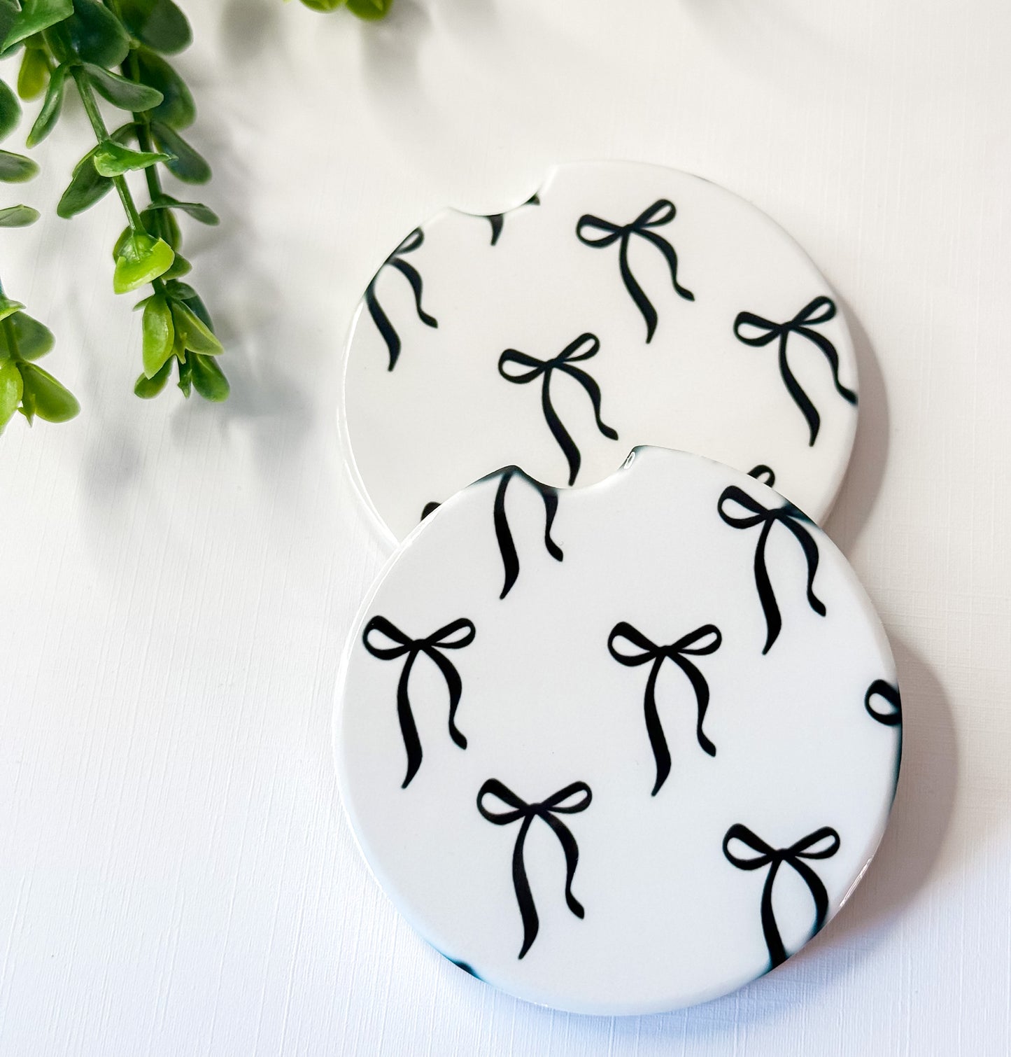 Black Coquette Car Coaster