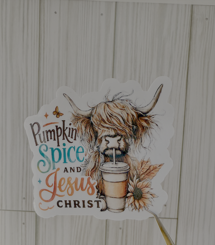 Pumkin Spice Highland Sticker
