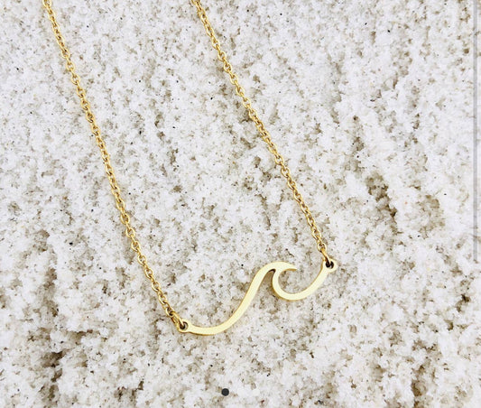 UPON THE WATERS WAVE NECKLACE : Matthew 14:29 Christian Faith