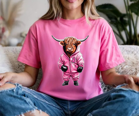 Higland Cow Fight Cancer Tee