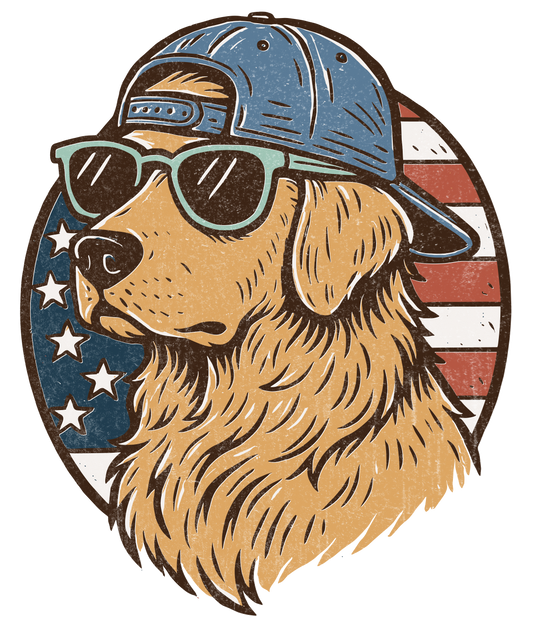 Patriotic Golden Retriever DTF