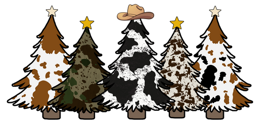 Cowhide Christmas Trees DTF