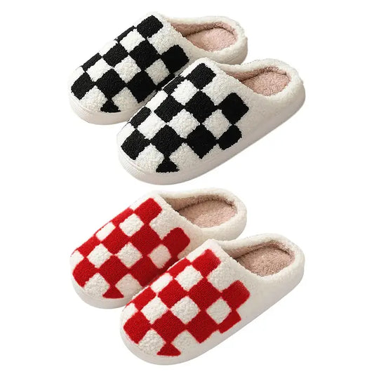 Black or Red Checkered Slippers